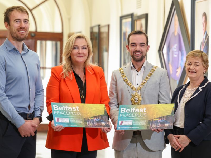 Chris Gardner TEO, Gina McIntyre CEO SEUPB, Lord Mayor, Councillor Mickey Murray,   Bairbre Nic Aongusa   Assistant Secretary for Community Development    The Department of Rural and Community Development