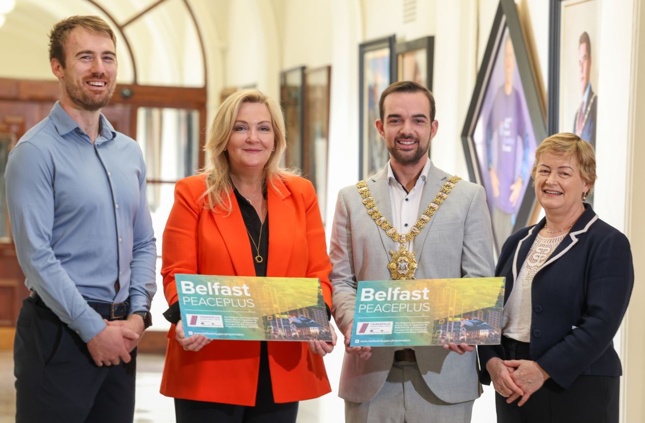 Chris Gardner TEO, Gina McIntyre CEO SEUPB, Lord Mayor, Councillor Micky Murray,   Bairbre Nic Aongusa   Assistant Secretary for Community Development    The Department of Rural and Community Development